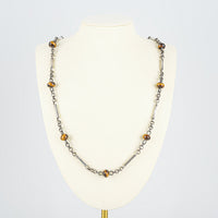 Vintage RAE Sterling Silver With Tiger Eye Bead Link Necklace
