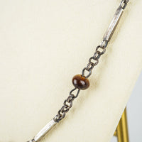 Vintage RAE Sterling Silver With Tiger Eye Bead Link Necklace