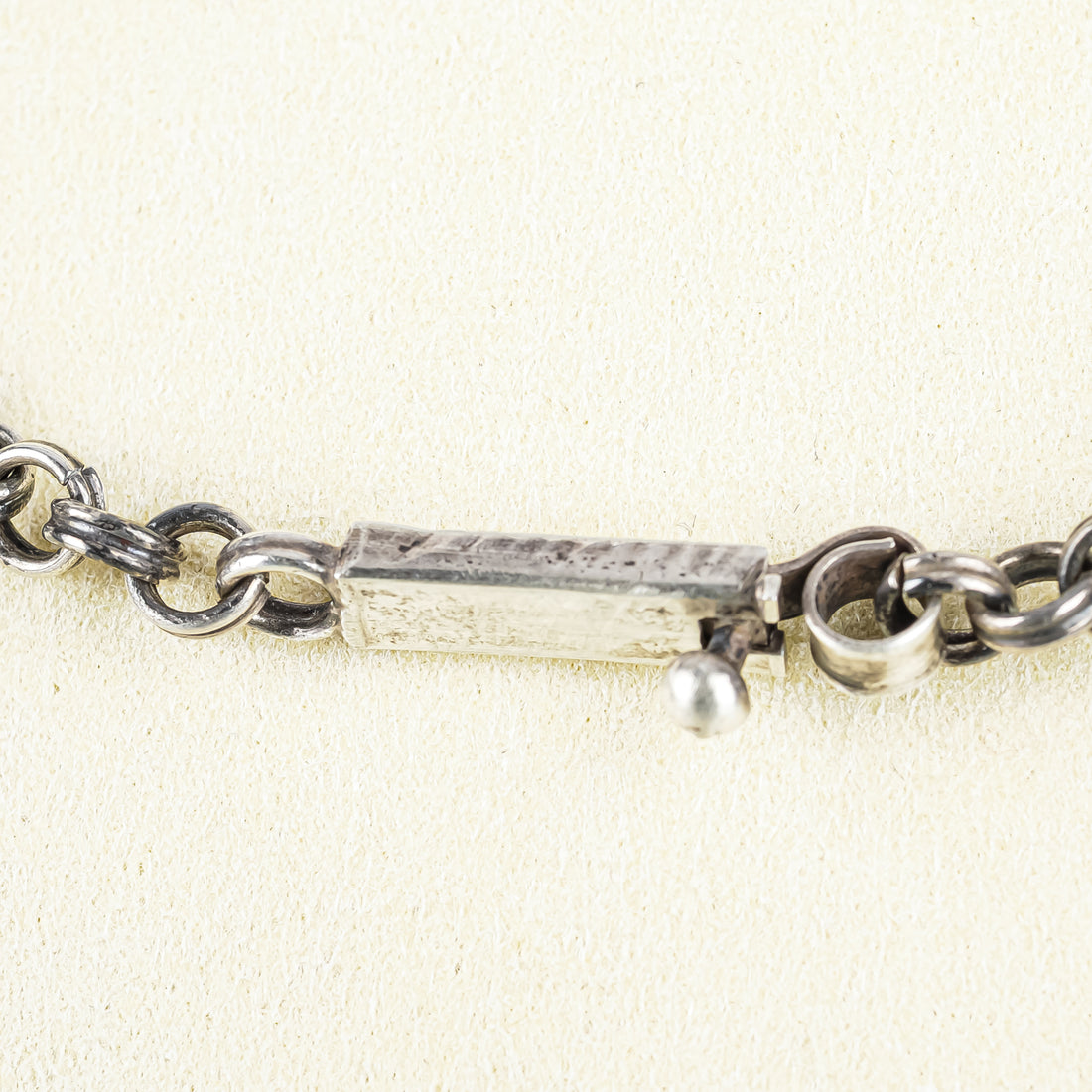 Vintage RAE Sterling Silver With Tiger Eye Bead Link Necklace