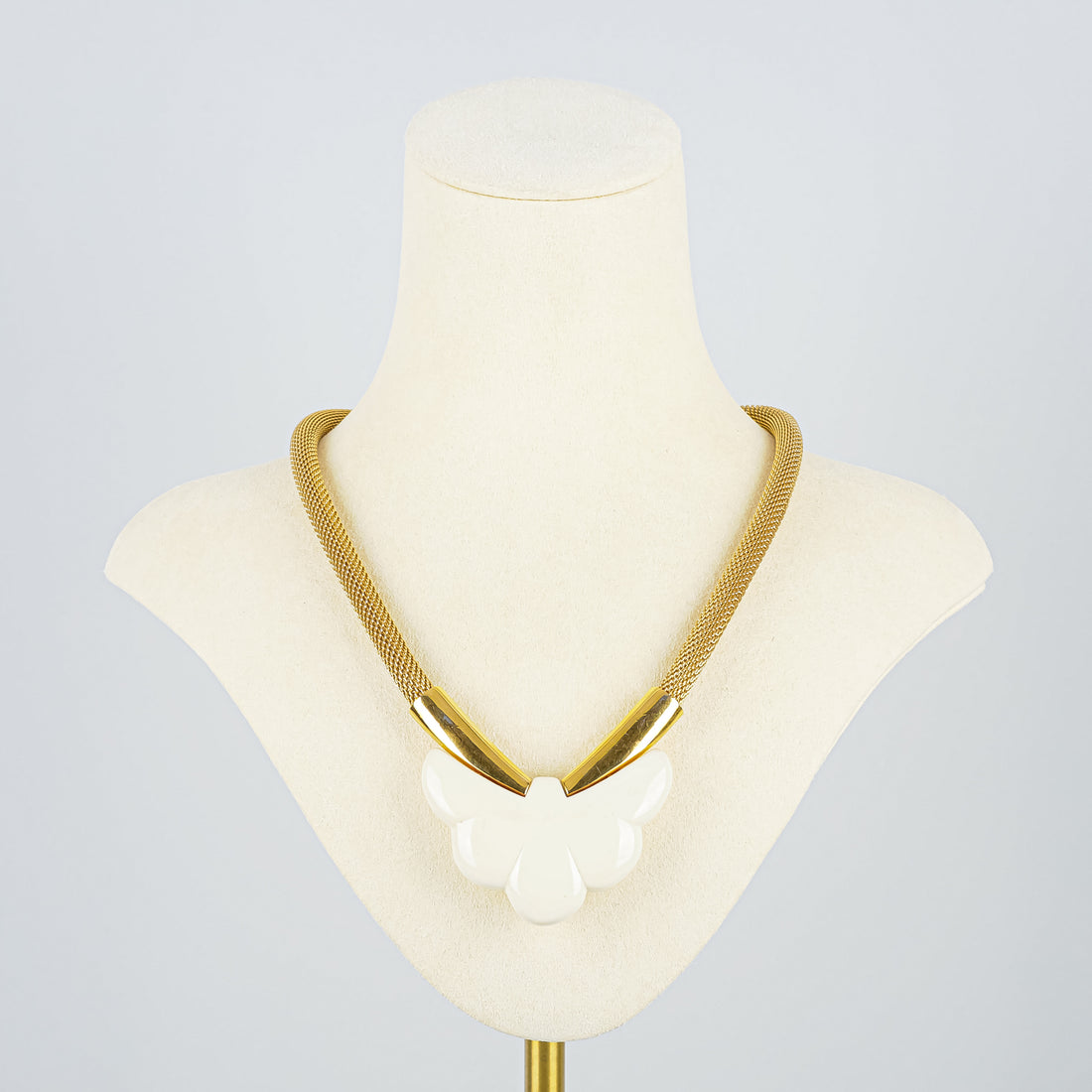 GIVENCHY Vintage Gold Plate Cream Resin Necklace