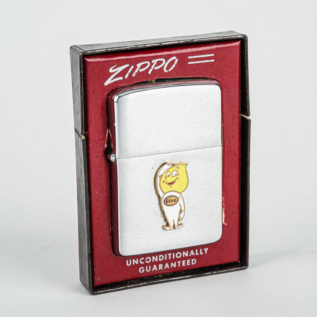 ZIPPO Vintage 1956 Silver Tone Esso Oil Drop Man Lighter