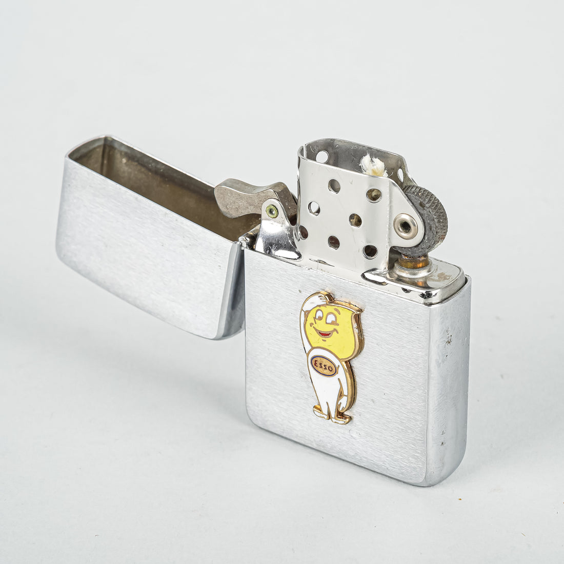 ZIPPO Vintage 1956 Silver Tone Esso Oil Drop Man Lighter