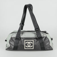 CHANEL 2004 Gray Black Canvas Sport Ligne Duffle Bag