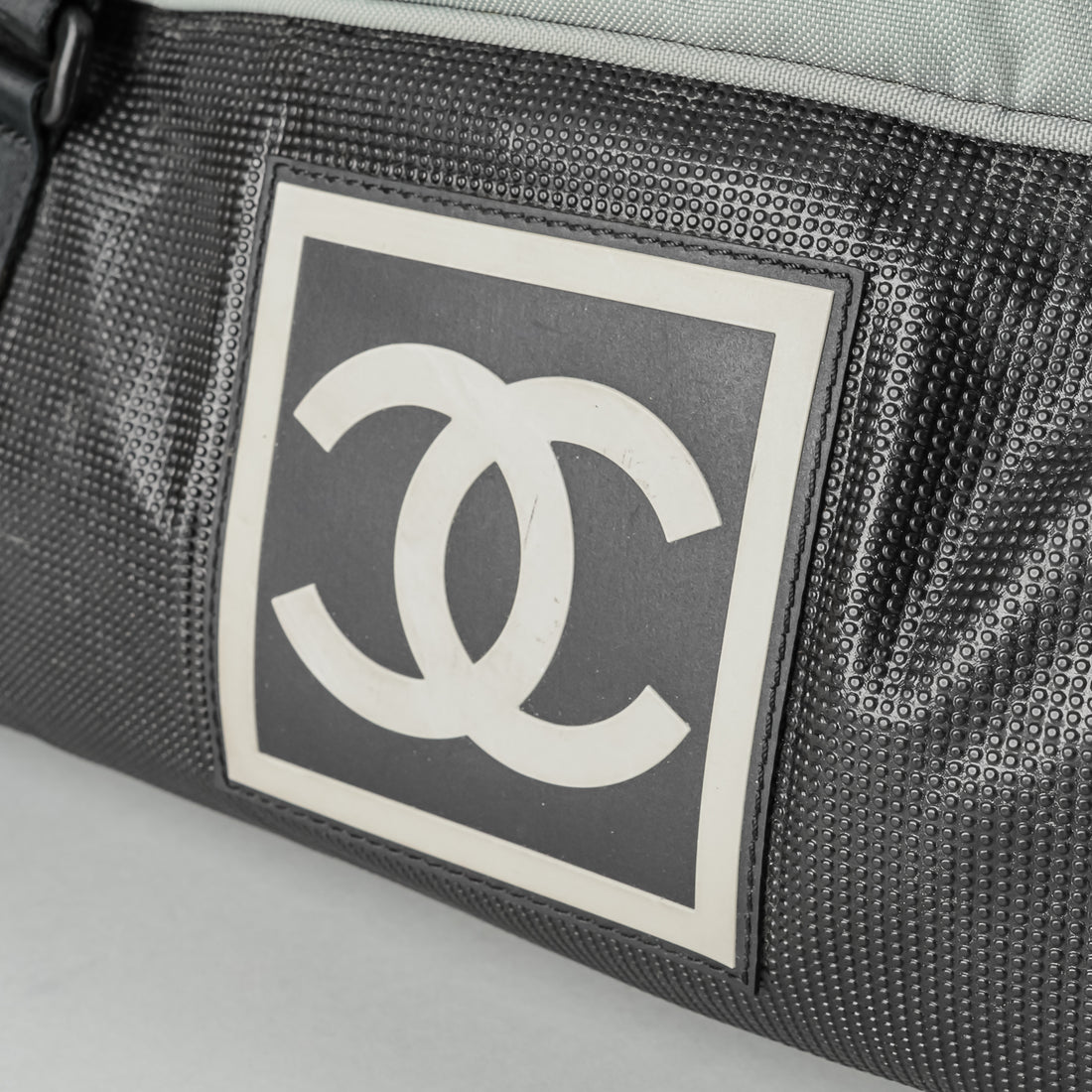 CHANEL 2004 Gray Black Canvas Sport Ligne Duffle Bag
