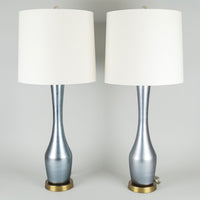 FLOW DECOR Roberts Blue Pearlescent Lamps w/Shade Set of 2