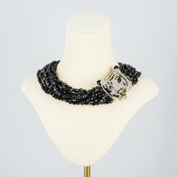 KENNETH LANE Gold Tone Clear Cubic Zircona Glass Bead Tiger Necklace