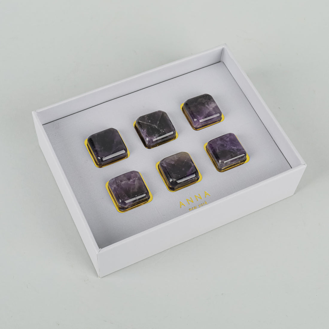 ANNA NEW YORK Set of 6 Square Amethyst Whiskey Coolers