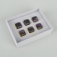 ANNA NEW YORK Set of 6 Square Amethyst Whiskey Coolers