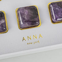 ANNA NEW YORK Set of 6 Square Amethyst Whiskey Coolers