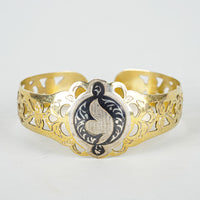 Vintage 875 Silver Soviet-Era Russian Niello Cuff Bracelet