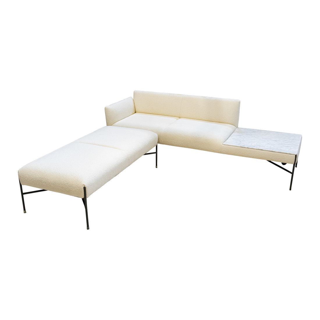 TACCHINI Chillout Sofa w/Ottoman Ivory Boucle