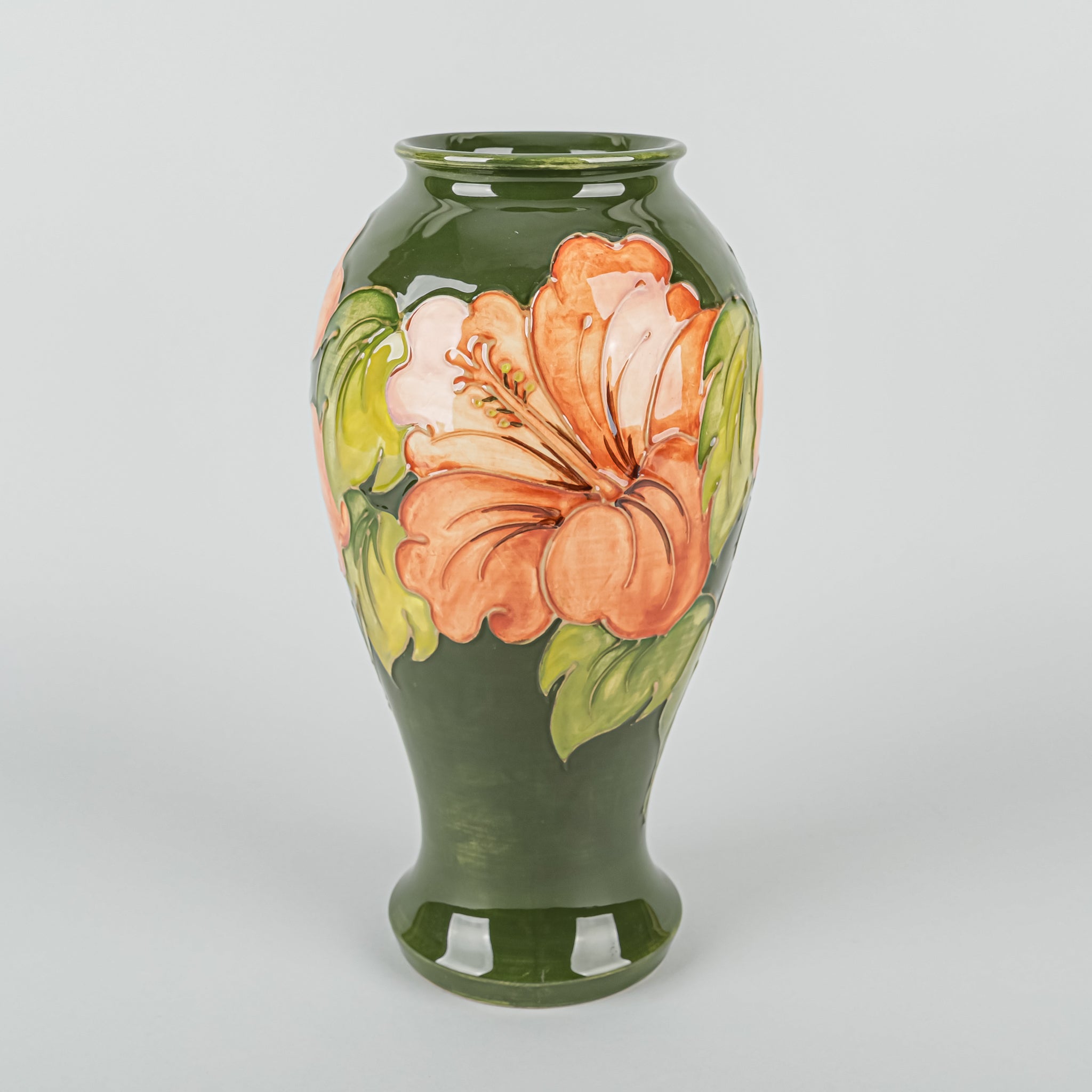 MOORCROFT Hibiscus Green Ground Vase - Around The Block