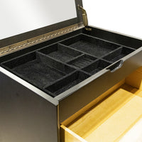 Black Stained Modern Dresser With Flip-Top Jewelry Cabinet