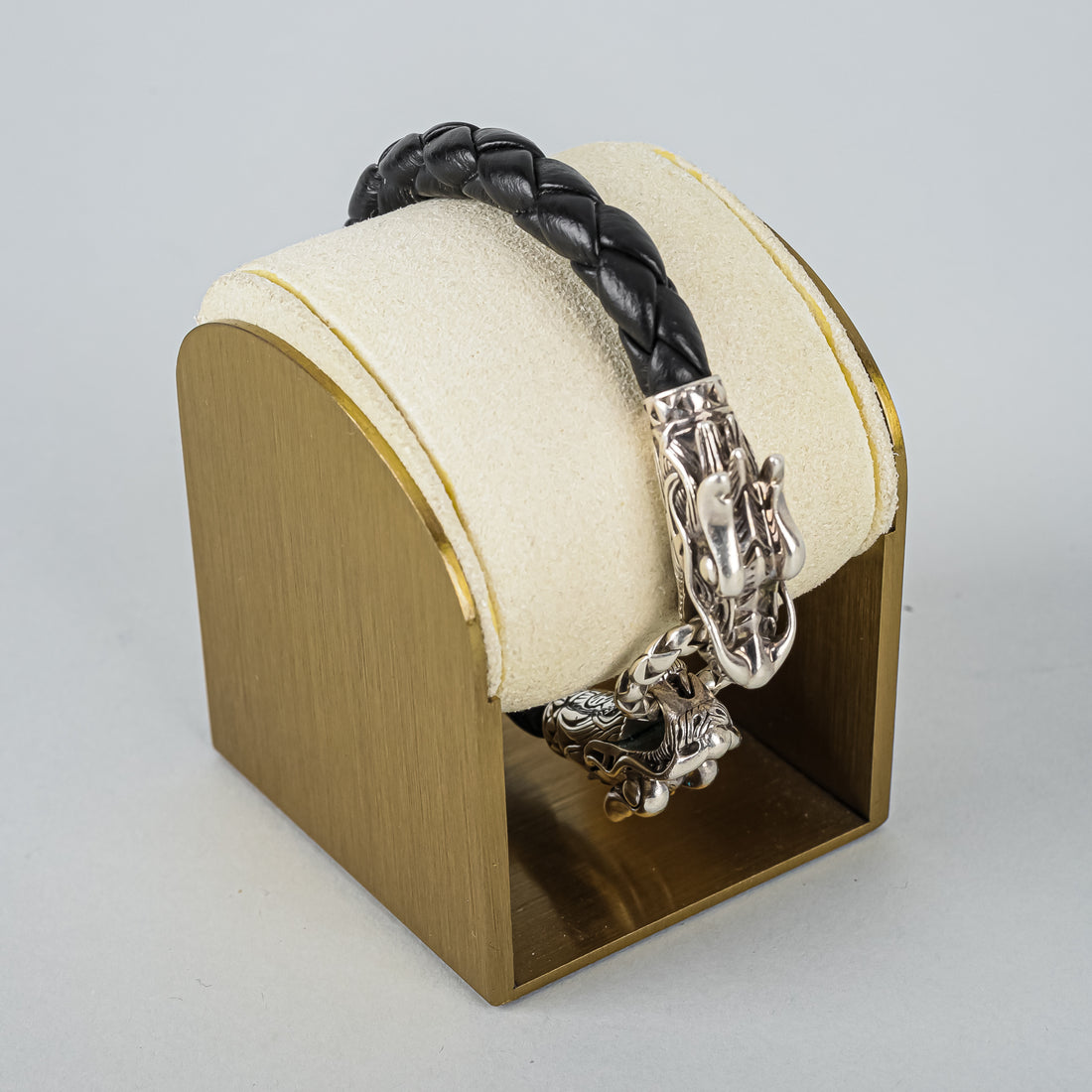 JOHN HARDY Sterling Naga Double Dragon Head Leather Bracelet