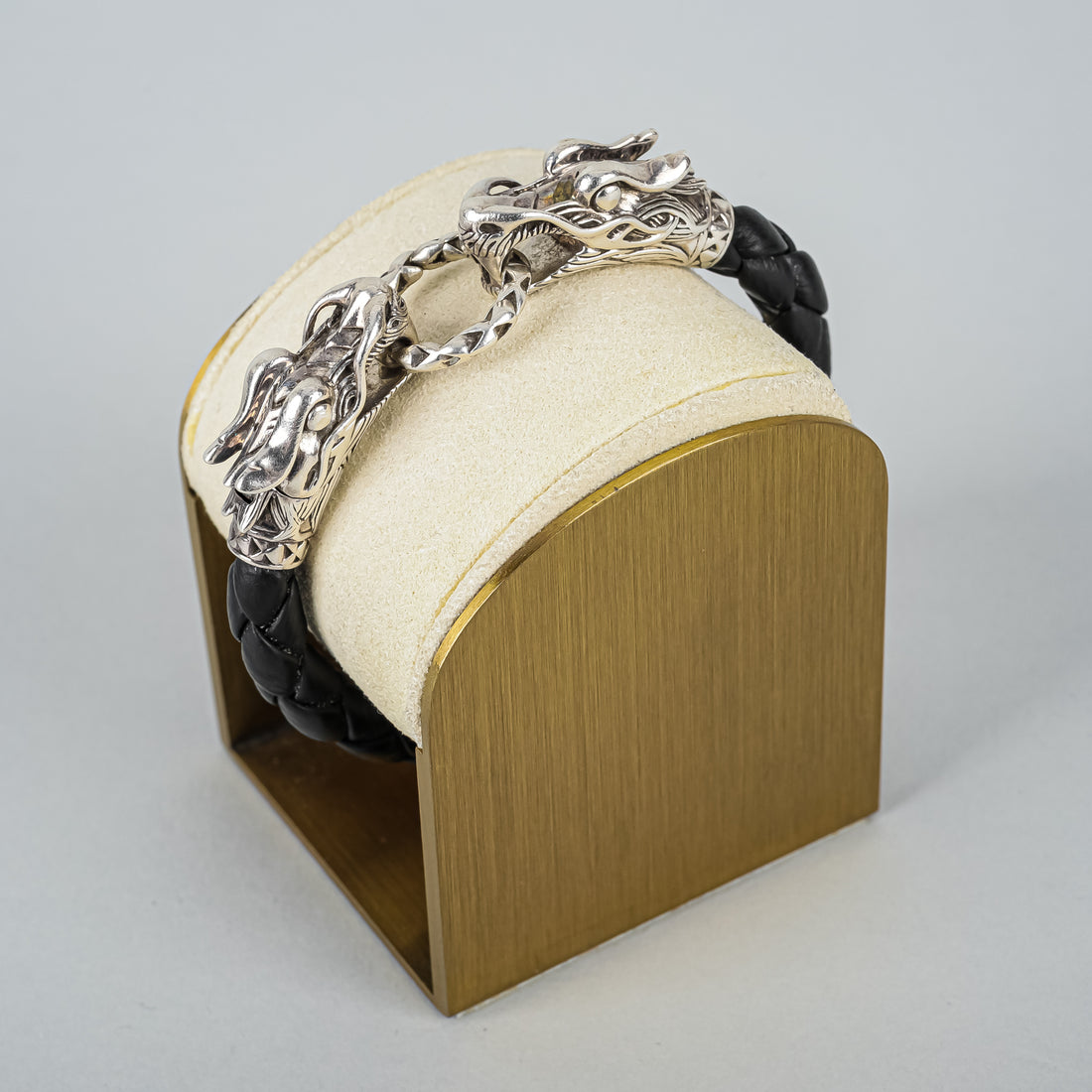 JOHN HARDY Sterling Naga Double Dragon Head Leather Bracelet