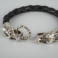 JOHN HARDY Sterling Naga Double Dragon Head Leather Bracelet