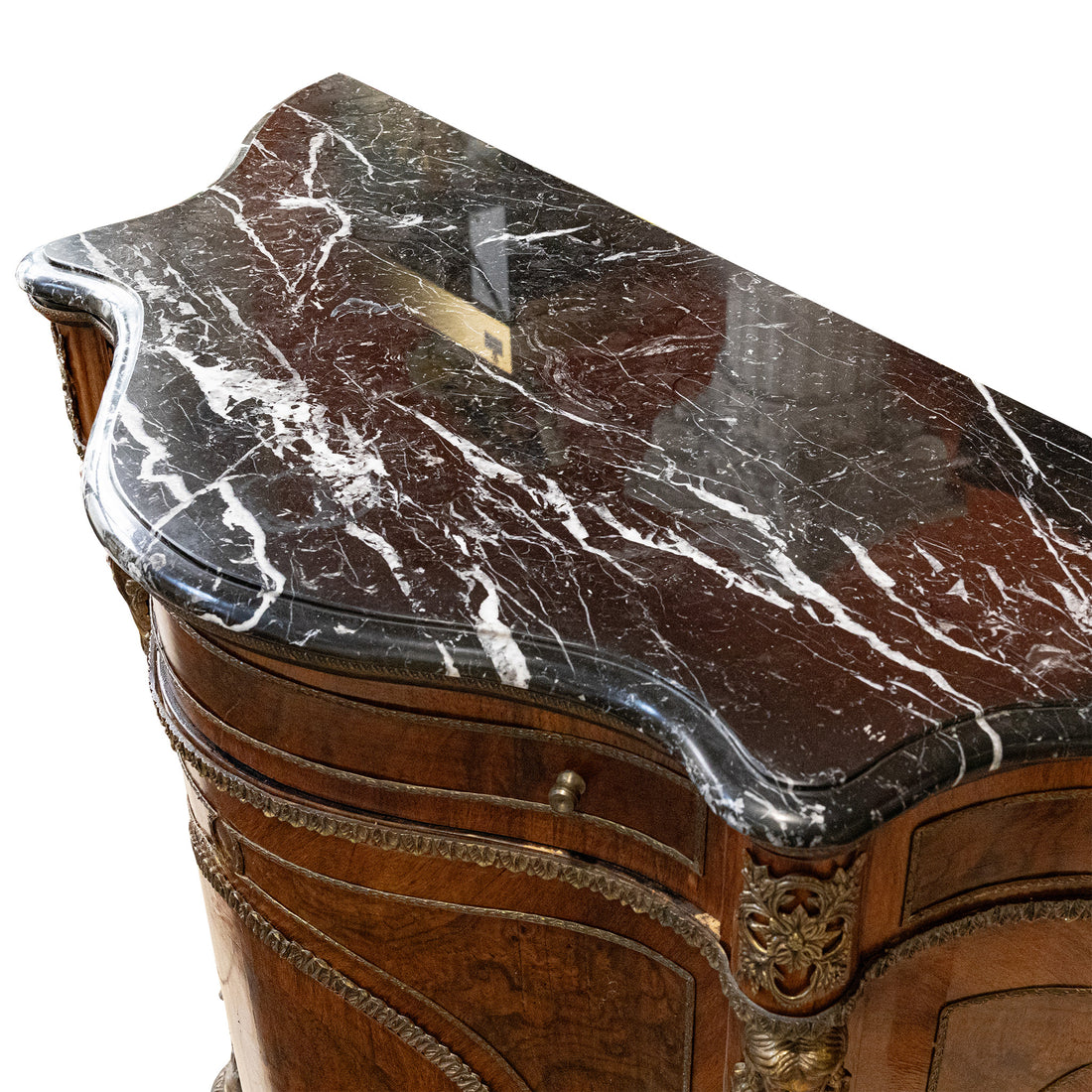 Louis Style Stone Top Demilune Cabinet