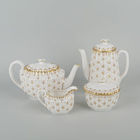 SPODE Fleur De Lys Gold Y8063 Coffee And Tea Service 7 Pieces