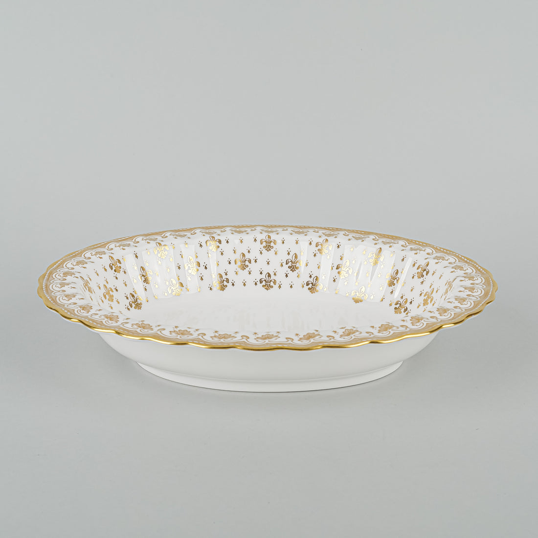 SPODE Fleur De Lys Gold Y8063 Oval Serving Bowl