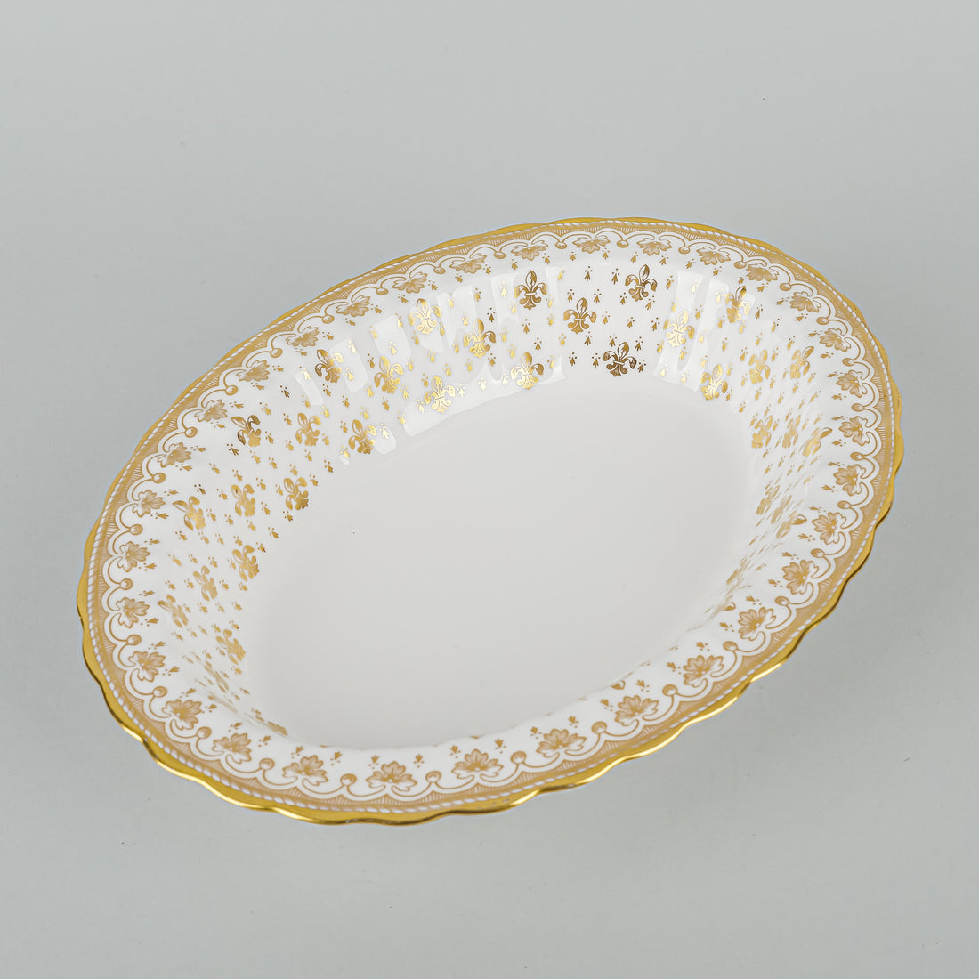 SPODE Fleur De Lys Gold Y8063 Oval Serving Bowl