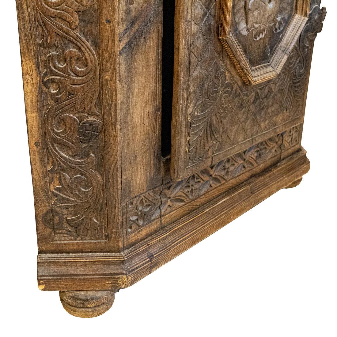 Renaissance Style Carved Corner Cabinet