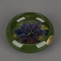 MOORCROFT Clematis Green/Blue Ground Rolled Edge Bowl