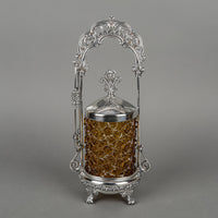 EAGLE SILVER CO Silverplate Pickle Castor 0170 With Amber Daisy And Button 4 Pieces