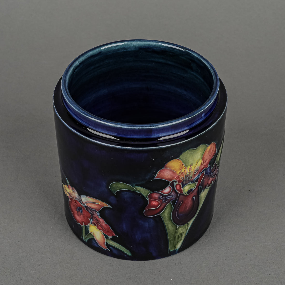 MOORCROFT Orchid Blue Ground Lidded Jar