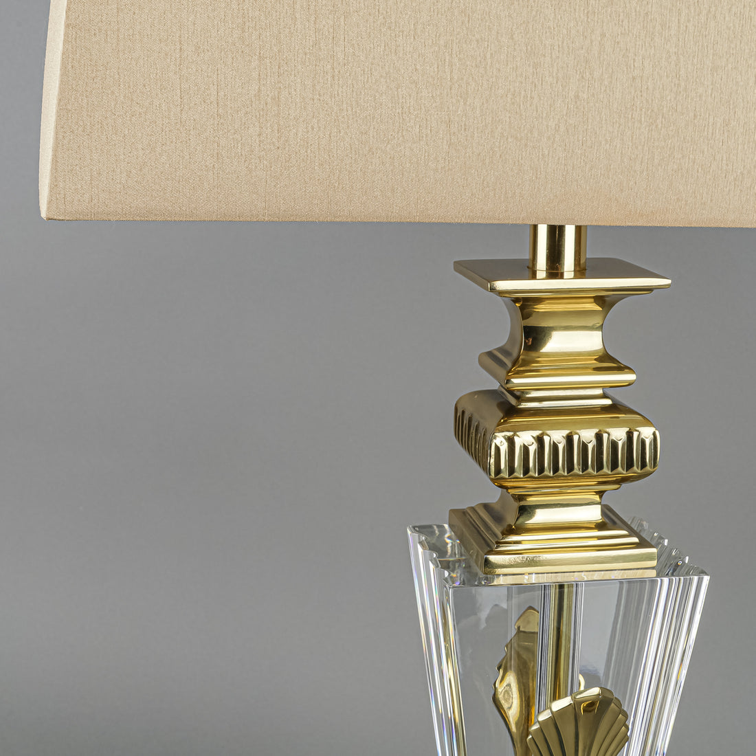 STIFFEL Brass And Baccarat Crystal Lamp With Shade