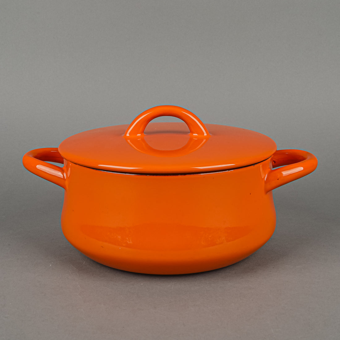 AUBECQ Enamel Covered Casserole - Orange