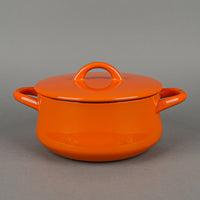 AUBECQ Enamel Covered Casserole - Orange