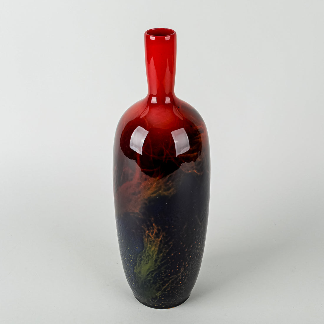 ROYAL DOULTON Flambe Veined Bottle Vase 1617