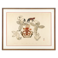 Lucy Qinnuayuak (Cape Dorset 1915-1982) "Birds Defending Nest"