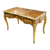 Vintage Louis XV Style Hand Painted And Gilt Bronze Leather Top Desk