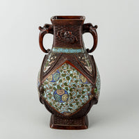 Japanese Style Bronze Champleve Vase With Handles