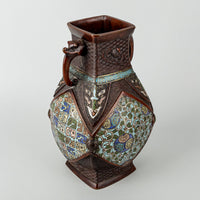 Japanese Style Bronze Champleve Vase With Handles
