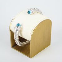 DAVID YURMAN Vintage Sterling 7mm Topaz/Diamond Cable Cuff Bracelet