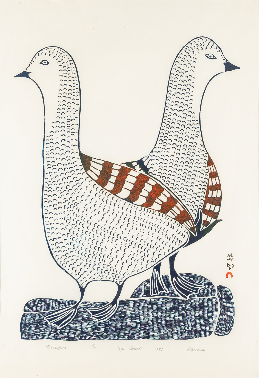 Pitalouisa (Inuit, Cape Dorset, 20th C) "Ptarmigans a Dream"