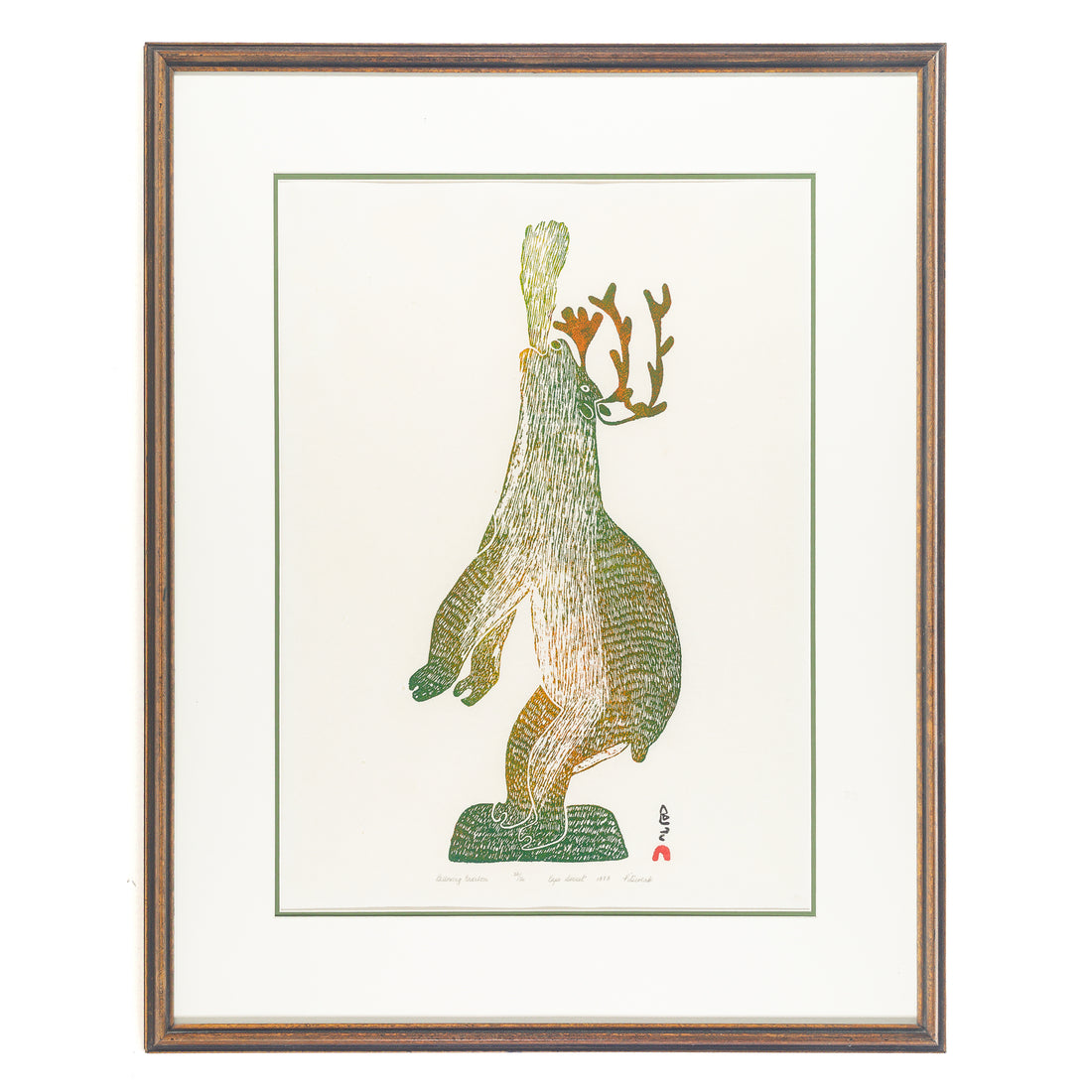 Pitseolak Ashoona (Inuit 1904-    1983) "Bellowing Caribou"