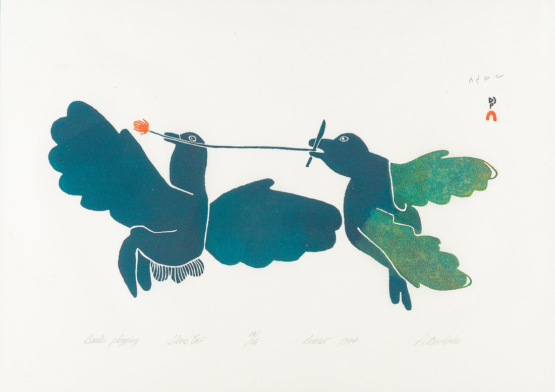 Pitseolak Ashoona (Inuit 1904-         1983) "Birds Playing"