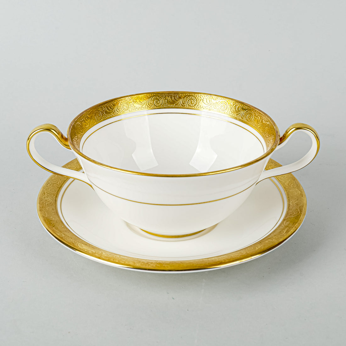AYNSLEY Argosy 8360 Smooth Edge Cream Soup And Saucers Set of 8