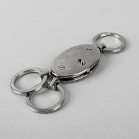 PRADA Silver Tone Oval 3 Ring Key Chain