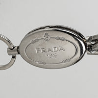 PRADA Silver Tone Oval 3 Ring Key Chain