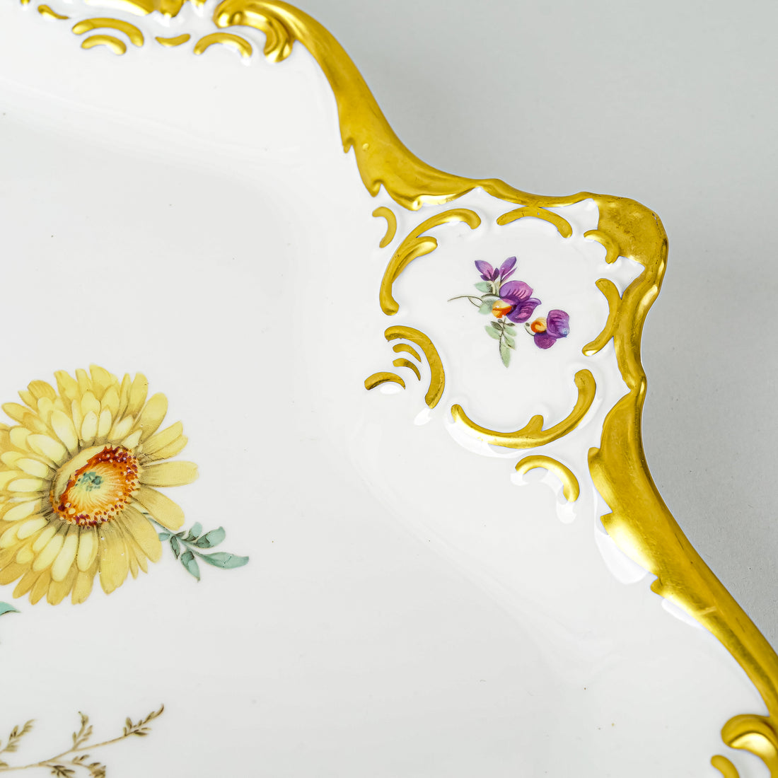 ALKA KUNST Floral Meissen Square Tray With Handles