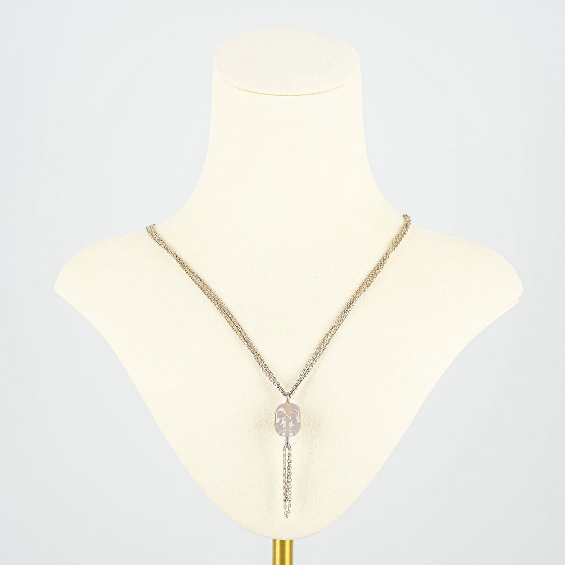 LINKS OF LONDON Sterling Silver Multi-Chain Quartz And Skull Pendant Necklace