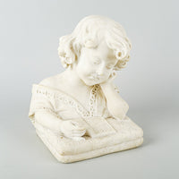 Unknown Artist - Carved Alabaster Bust of Girl Reading
