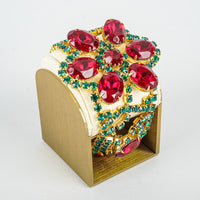 DOMINIQUE Gold-Tone Red And Green Cubic Zirconia  Flower Bracelet