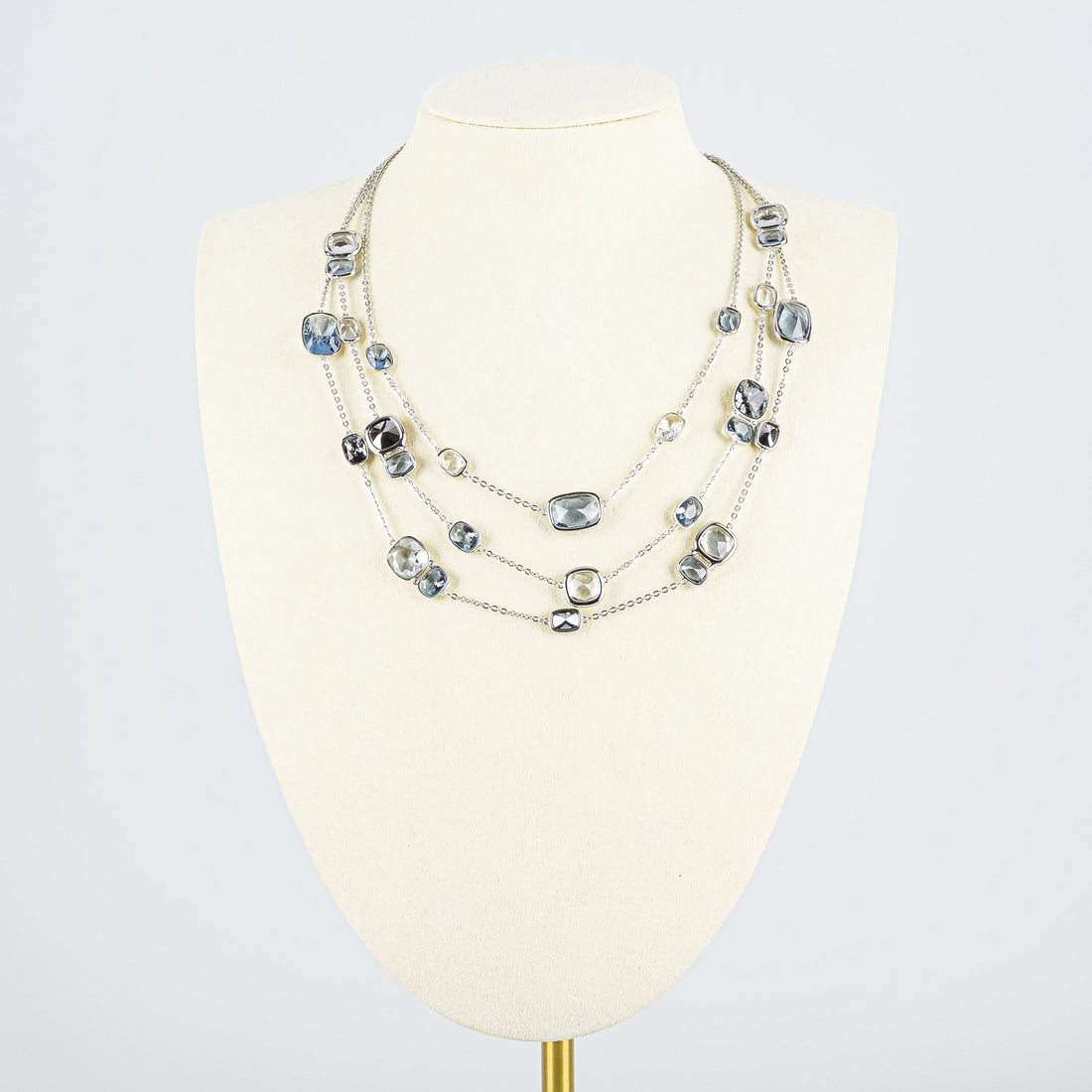 SWAROVSKI Silver-Tone Clear & Grey Cubic Zirconia Multi-Chain Necklace