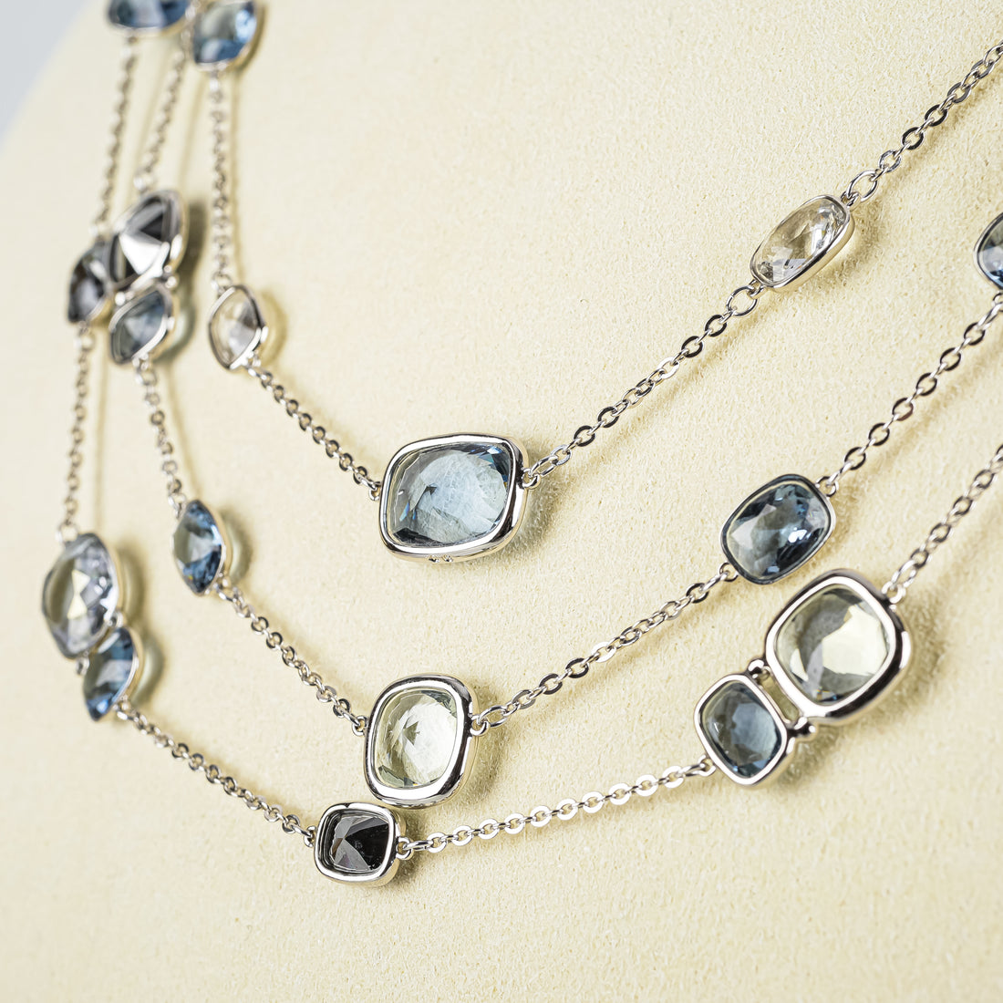 SWAROVSKI Silver-Tone Clear & Grey Cubic Zirconia Multi-Chain Necklace