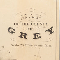 Framed "Map Of The County Of Grey" ca 1880